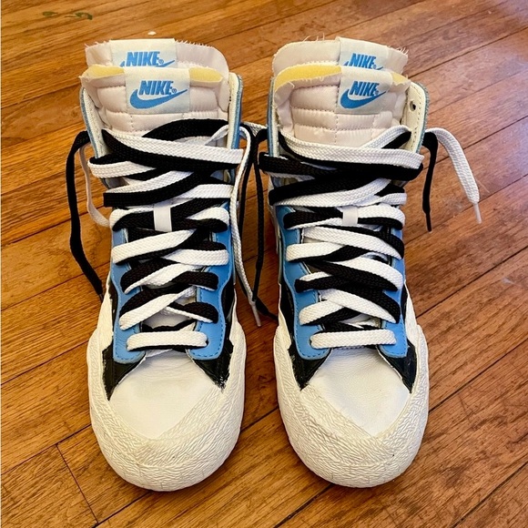 Nike Blazer Mid x Sacai White Black Legend Blue 2019 Sneakers Size Mens 6.5 - Picture 8 of 8